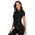 thumbnail image 3 of BeautyIn Women's Workout Shirts Drawstring Hem Fitted Top Short Sleeve Yoga Running tanks, 3 of 4