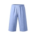 thumbnail image 4 of Men's Big & Tall Basketball Capri Pants Below Knee 3/4 Pants 13 inch Loose Fit Elastic Waist Summer Casual Baggy Sweat Shorts with Pockets Streetwear Size 3XL Light Blue, 4 of 9