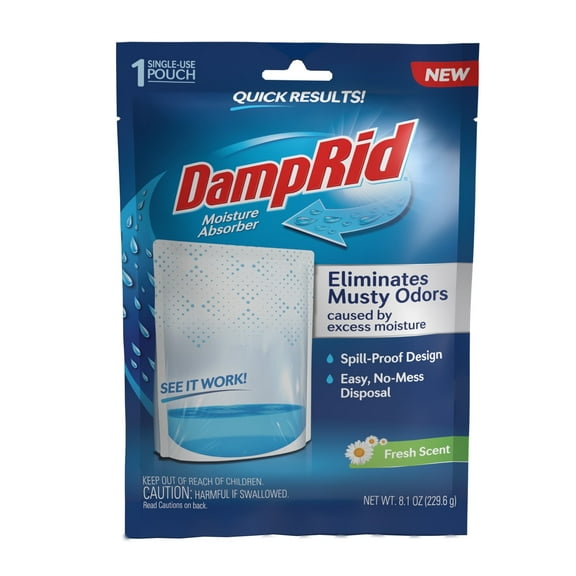 (2pack) DampRid Moisture Absorber Pouch Fresh Scent Single-Use, 8.1 oz.