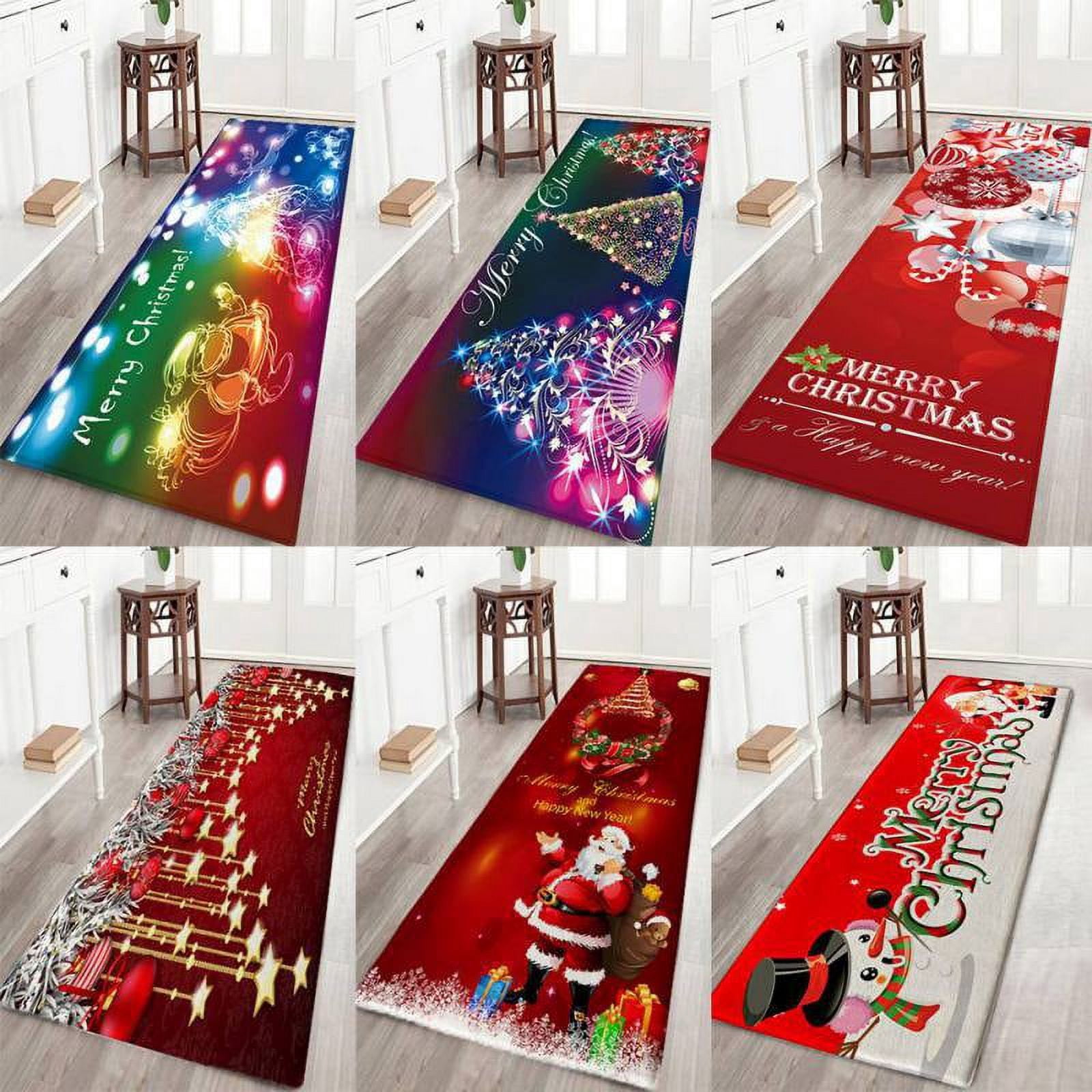Christmas Mats and Rugs Flannel Fabric Non Slip Rubber Backing Absorbent Bath Rug Home Kitchen Floor Mat