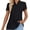 Black, variant on Women's Fashion Solid Color Casual Tie Neck Ruffled Short Sleeve Waist Chiffon Blouse Short Women Athletic Top T Shirt Women Summer Womens Turtleneck Long Sleeve Tops Womens Long Sleeve
