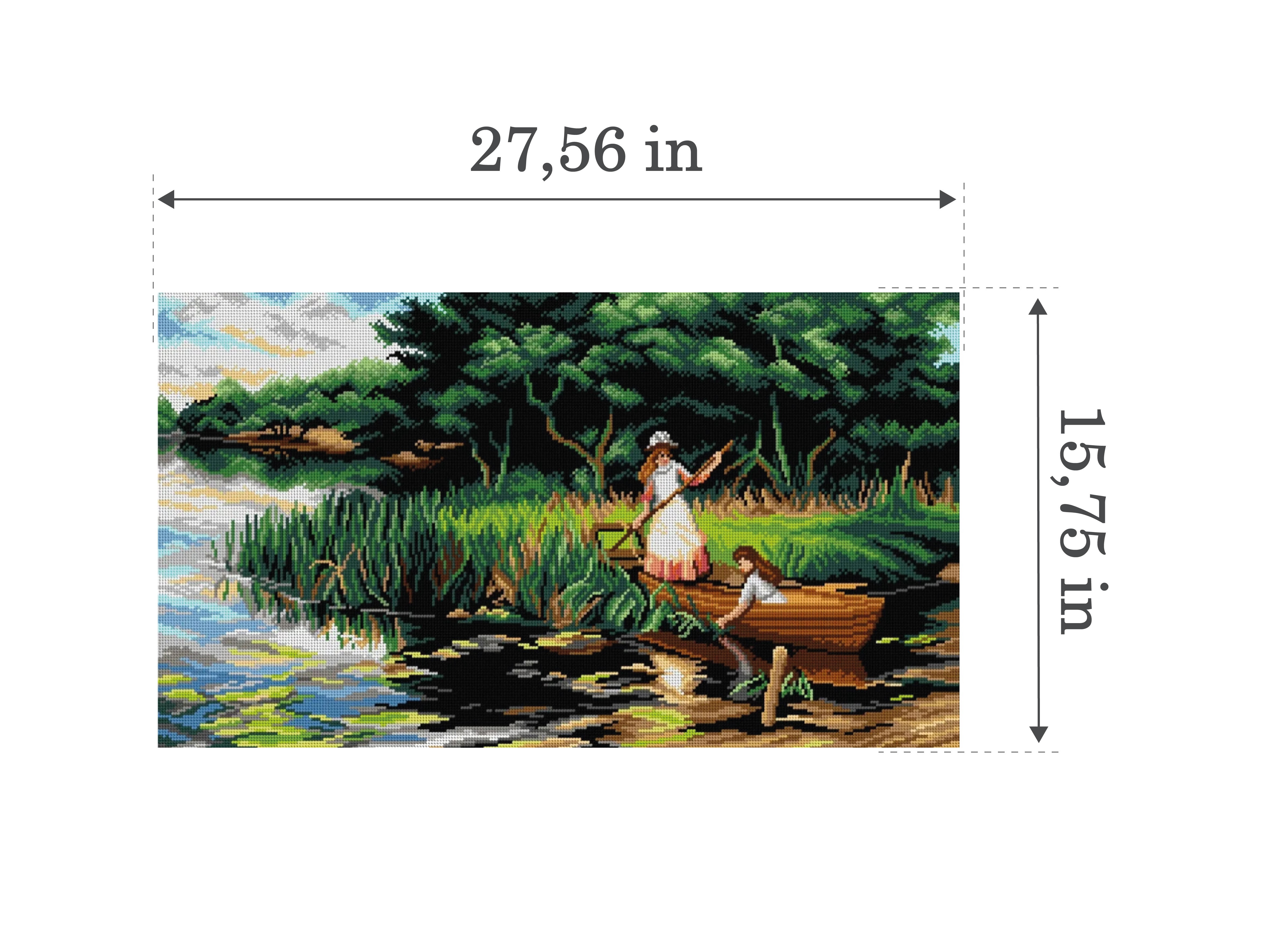 Gobelin canvas for halfstitch without yarn after Alfred Glendening Jr. - Punting on the River 2951R