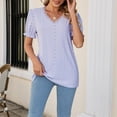 thumbnail image 5 of Clearance T Shirts for Women Women's 2023 Spring/Summer New Solid Color Hollow V Neck Bubble Sleeve Short Sleeve Summer Tops for Women 2024 Womens Blouses, 5 of 8