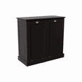 thumbnail image 2 of Double Tilt Out Trash Cabinet, Black Free Standing Laundry Sorter Cabinet with Removable Two-Compartment Tilt-Out Hamper Clothes Basket, Hidden Laundry Hamper, Wood Bathroom Storage, 2 of 9