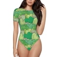 thumbnail image 1 of Balery Crocodile And Bush Body de cuello redondo de manga corta para mujer Tops de manga corta Tops básicos-Small, 1 of 7