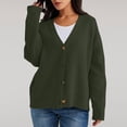 thumbnail image 5 of BODOAO Women's Solid V Neck Button Down Long Sleeve Lightweight Basic Cotton Soft Knit Cardigan Sweaters Women's Autumn Winter Solid Color Long Sleeved Warm Knit Cardigan Sweater Jacket Green Xxl, 5 of 9