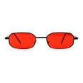 thumbnail image 3 of Timless Iconic Hipster Metal Rim Narrow Rectangle Snug Hustler Sunglasses Black - Red, 3 of 8