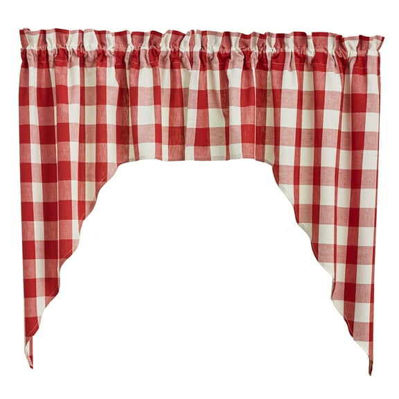 Park Designs Red and Cream Buffalo Check Swag 36"L