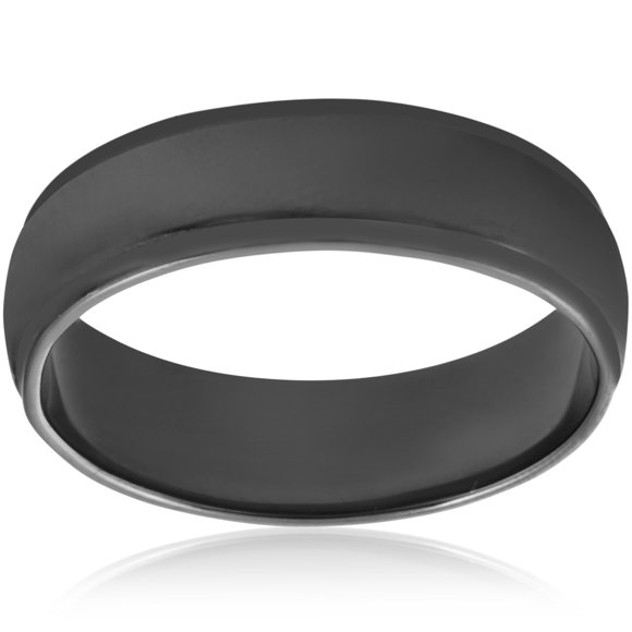 Alliance de Mariage pour Homme en Or Noir 14k, 6 mm, Taille Haute Polie à Pas