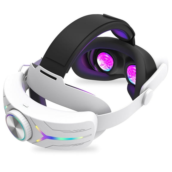 Headband for Meta Quest 3S, VR Replacement Strap with 12000mAh Battery, Enhance Comfort and Extend Play Time, with RGB Lights, for Quest 3S VR Headset-White 2