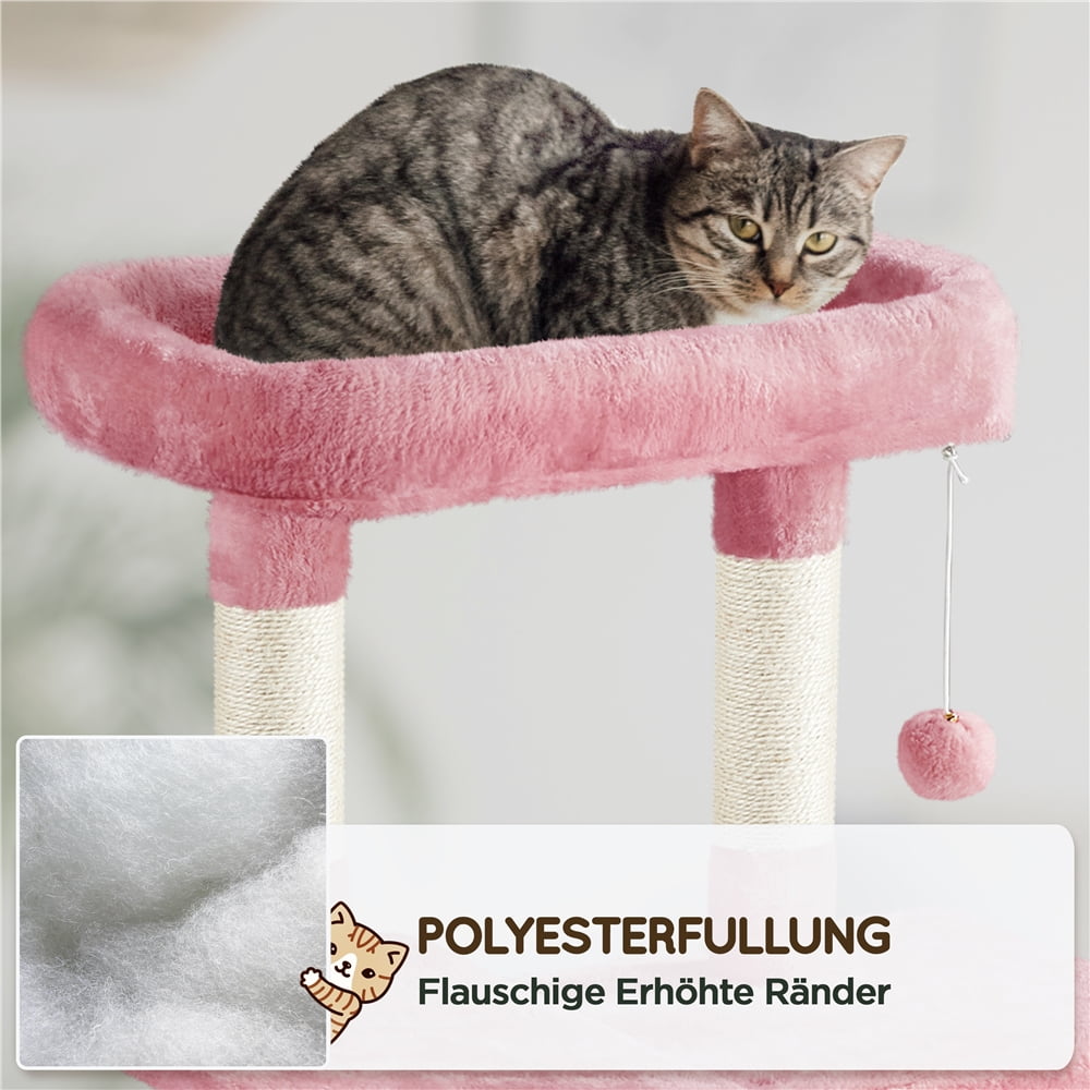 Alden Design 63" H Cat Tree Tower with Hammock and Scratching Posts, Pink