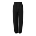 thumbnail image 4 of Zhuashum Christmas Work Pants Womensolid Color Wide Leg Thickened Trousers New Loose Drawstring Feet Straight Sports Pants With Pockets Fashion Gift Black Xl, 4 of 5