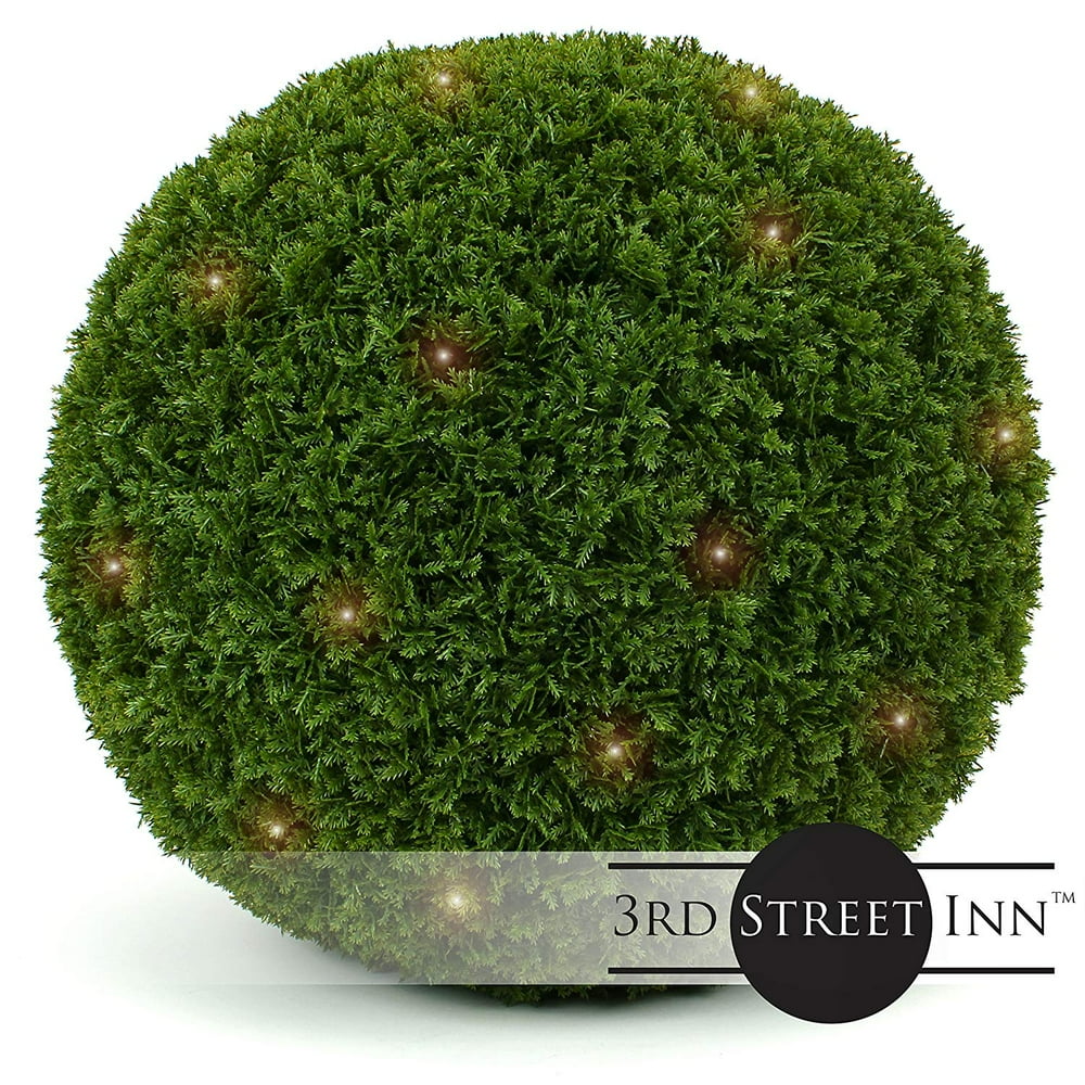 3rd Street Inn Cypress Lighted Topiary Ball 19" Artificial PreLit