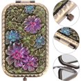 thumbnail image 3 of 2 piezas Espejo de maquillaje con flores Espejo de mano para billetera de viaje Espejo de bolsillo con billetera vintage Espejo portátil Espejo de maquillaje portátil Espejo cosmético pequeñ, 3 of 5