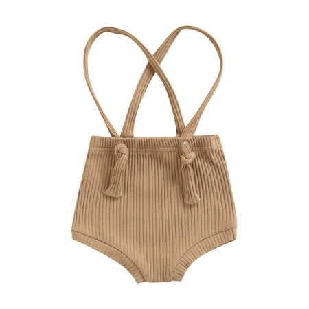 

TOPGOD Newborn Baby Girls Boys Suspender Shorts Overalls Unisex Infant Solid Color Ribbed Knitted Bloomers Summer Clothes