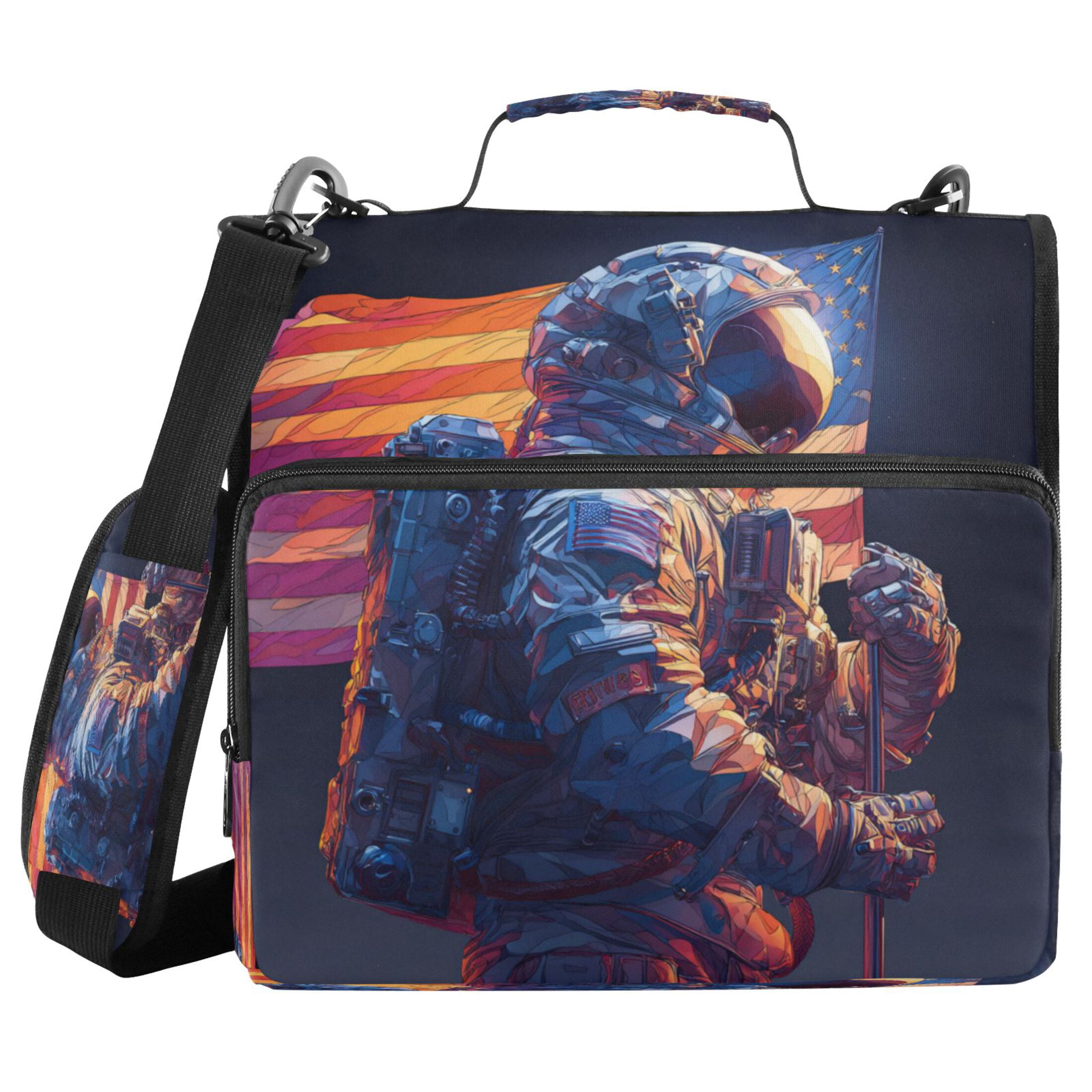 Zipper Binder 3 Rings Stationery Office Files Daily Organizer File Folder Storage Bag American Astronaut
