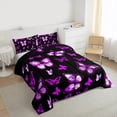 thumbnail image 4 of Manfei Girls Purple Butterfly Bedding Comforter Set, Romantic Animal Twin Comforter Sets, Kawaii Princess Style Reversible Bedding Set, Microfiber Bedroom Decor, 2-Piece, 4 of 9