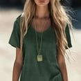 thumbnail image 6 of Summer Dresses for Women Loose Cotton Linen Dresses V Neck Short Sleeve Casual T Shirt Dress Flowy Beach Sundresses with Pockets, 6 of 8