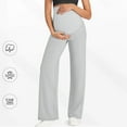 thumbnail image 5 of purcolt Women's Maternity Pants High Waist Straight Wide Leg Over The Belly Yoga Pants Stretchy Soft Pregnancy Pants Lounge Trousers with Pockets, 5 of 8