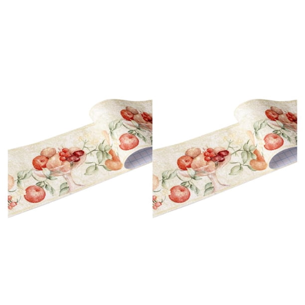 Advancent Borde de PVC multicolor para esquina de pared, palo de de moda Retro, línea de rodapié autoadhesivo, fruta verde fruta verde 2Conjunto
