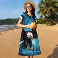 thumbnail image 4 of Disketp Night Sky Forest Bald Eagle para Vestido de Manga Corta para Mujeres, Vestidos de Verano para Mujeres, Casual y Holgado para la Playa, 4 of 6