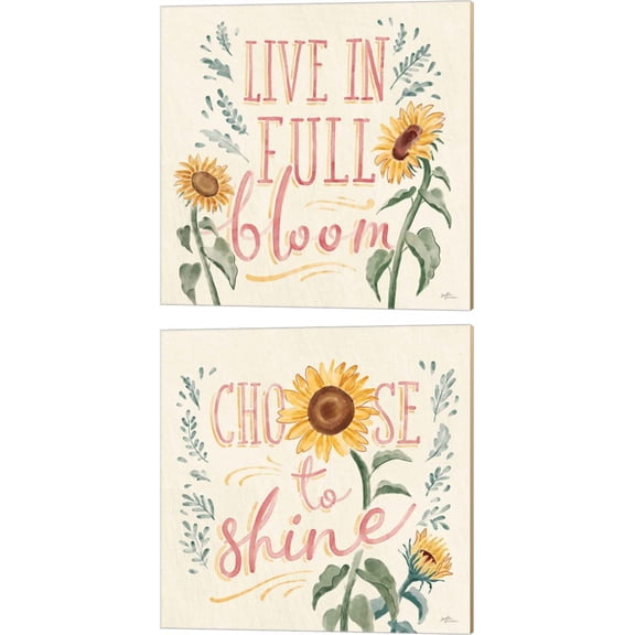 Great Art Now Sunflower Season Bright C by Janelle Penner 2 Piece Canvas Art Set Each 14"W x 14H