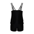 thumbnail image 6 of Womens Modest Black High Waisted Tankini Set with Swim Shorts – Ruched Spaghetti Strap Two Piece Swimsuit – Nylon Spandex – S-XXL,Size 2XL, 6 of 7