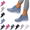 Sky Blue, variant on EKVAHL Women's Mesh Rhinestone Breathable Wedge Sneakers Lightweight Casual Lace up Elastic Sock Sneakers Bling Sparkly Wedding Dressy Knitted Tennis Walking Shoes Dark Blue