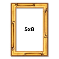 5x8 Frame Gold Bamboo Solid Wood Picture Frame | 1 Inch Moulding Width | Interior Frame Depth 0.75