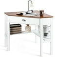 thumbnail image 4 of Patiojoy Corner Computer Desk Table Wood Workstation Natural& White, 4 of 5