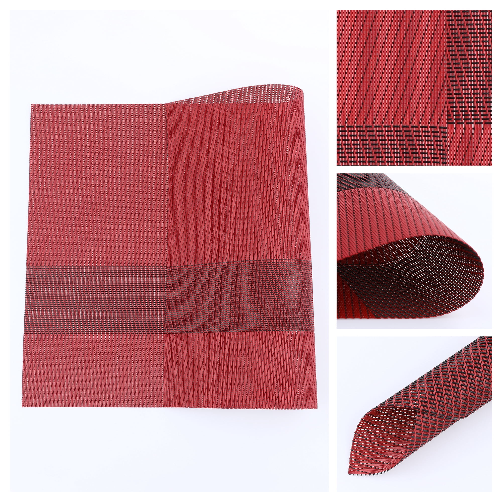 Unique Bargains Set of 8 Placemats for Kitchen Table Decor Red