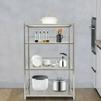 4-Tier Storage Shelves Stainless Steel Organizer Rack Rectangular Storage Shelves for Kitchen Garage
