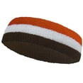 thumbnail image 3 of Couver Triple Color White Striped Sports Head Sweatband Dark Orange White Dark Brown 3 Pack, 3 of 7