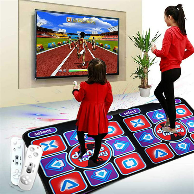 LED Intelligent Light-up Double Dance Mat Game with 2 Wireless Handle for  PC TV