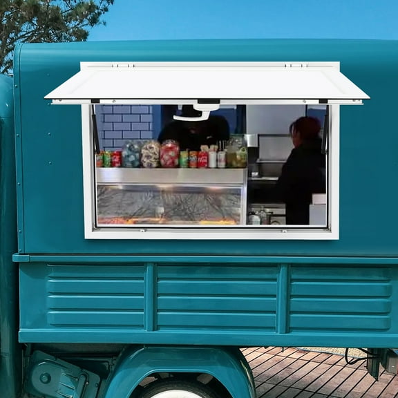 Sturdy Concession Window with Awning, 36x24 Inch Size, Aluminum Alloy Frame, Smooth Opening with Pneumatic Support, Simple Assembly