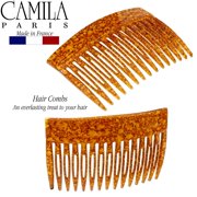 Camila Paris CP2942 French Hair Side Comb, Small Tortoise Shell, French Twist Hair Combs Decorative, Strong Hold Hair Clips for Women Bun Chignon Up-Do Styling Girls Hair Accessories, Made in France