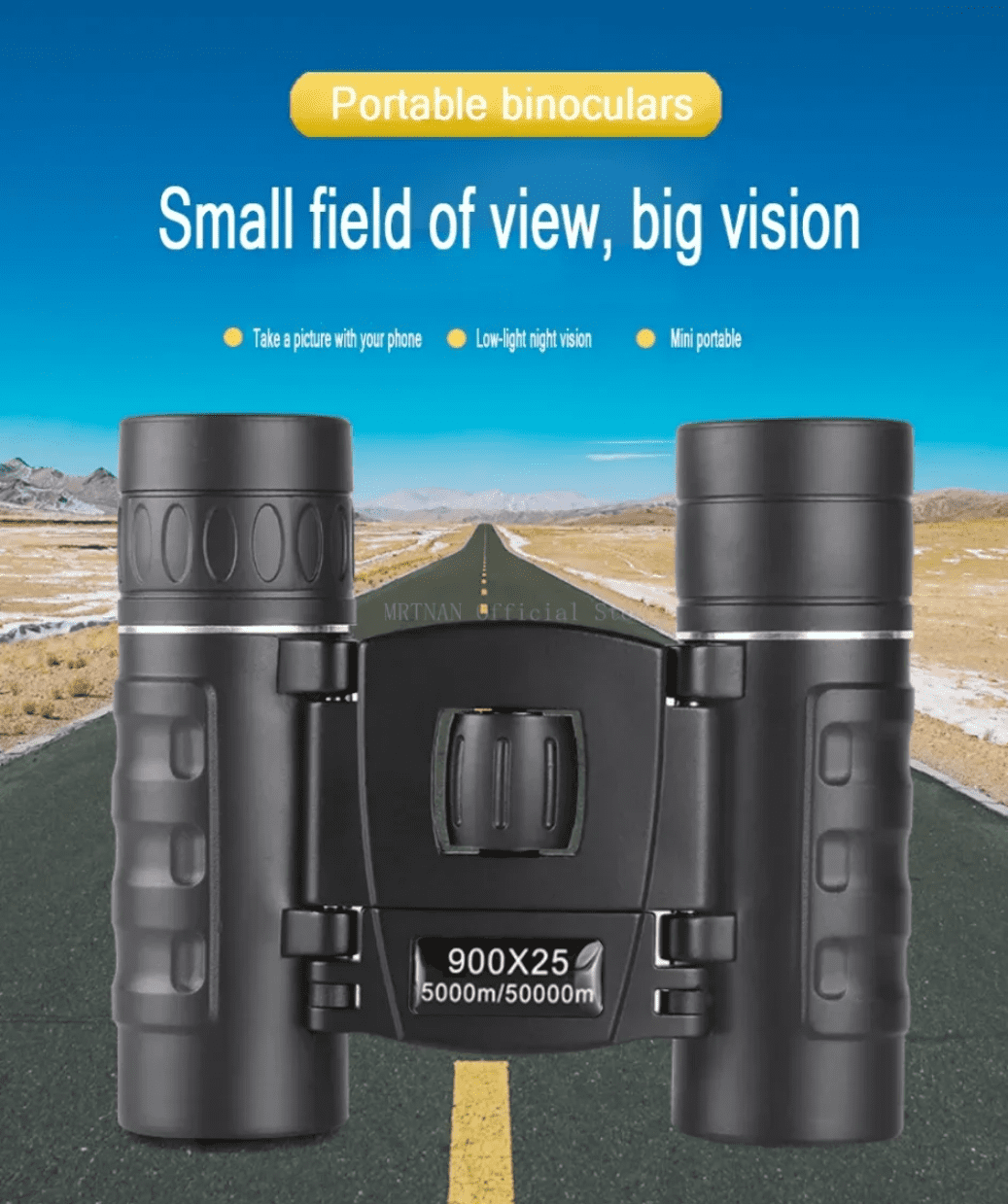 900x25 HD Zoom Portable Powerful Binoculars Long Range BAK4 Telescope Folding Low Light Binoculars for Hunting Camping