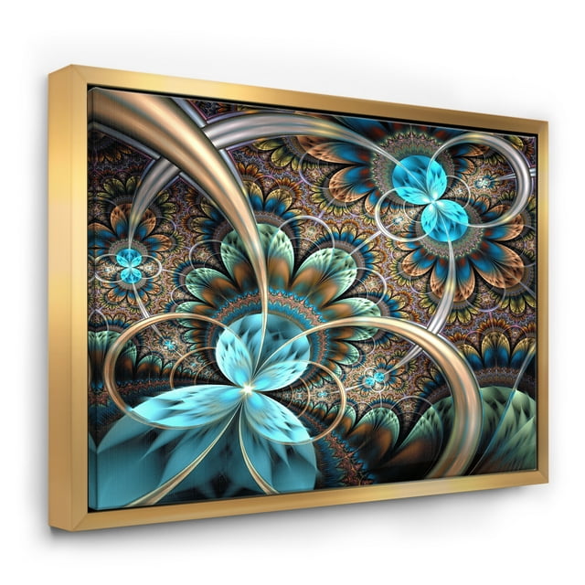 Designart - Fleurs Fractales Bleu Clair - Art Floral Impression sur Toile Encadrée