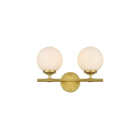 

Living District Ansley 2-Light Iron & Glass Bath Sconce in Brass/Frosted White