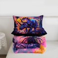 thumbnail image 4 of meiyoeat Rainbow Triceratops Dinosaur Twin Comforter Sets for Kids Boys Teens, Galaxy Wildlife Bedding Set, Black Reversible, 2-Piece, 1 Comforter and 1 Pillowcase, 4 of 6