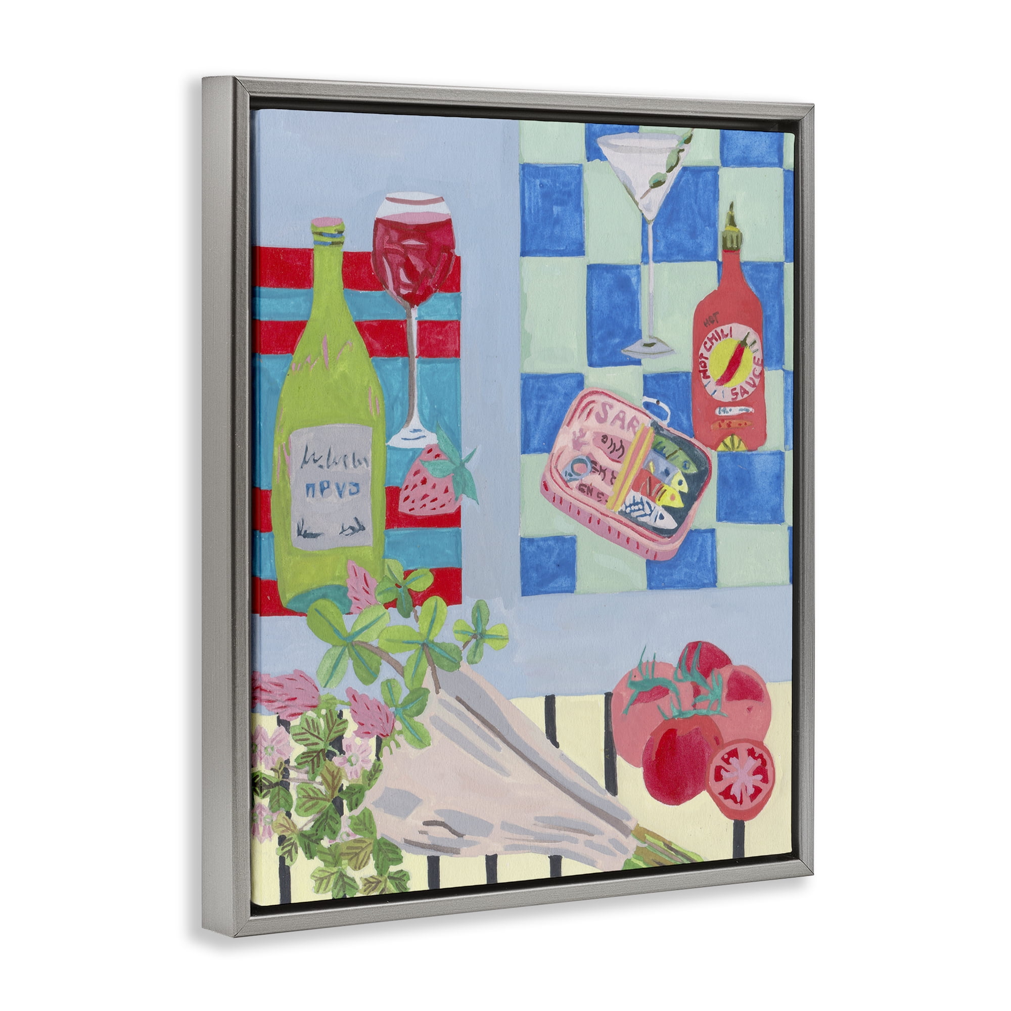 Stupell Industries Saucy Kitchen Secrets Gray Framed Floater Canvas Wall Art, design by Melissa Wang