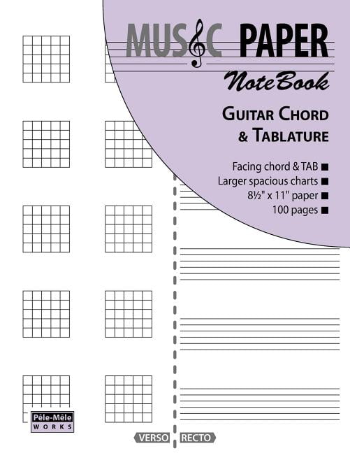 MUSIC PAPER NoteBook Guitar Chord & Tablature (Paperback) Walmart