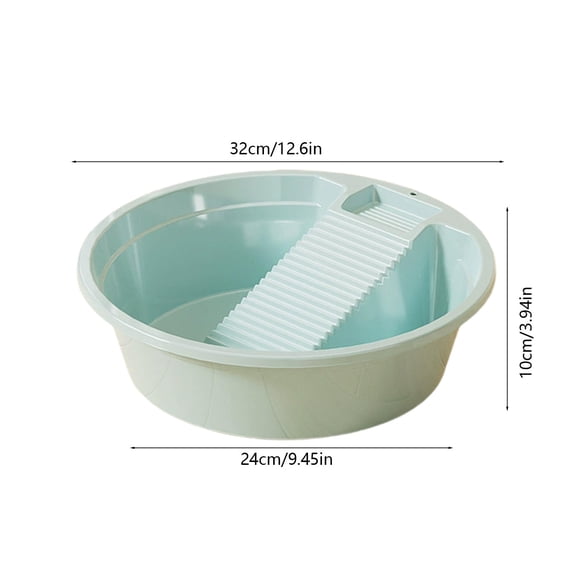 Plastic Laundry Basin with Built-In Washboard, Compact Hand Wash Tub for Delicate Clothes, Space-Saving Scrubber Basin for Sink or Dorm Room, Portable Household Dishpan