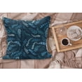 thumbnail image 2 of Indigo Fluffy Throw Pillow Cushion Cover, Dark Green Backdrop Floral Swirl Leaves Branches Details Image, Rectangle Accent Pillow Case, 26" x 16", Turquoise Pale Blue, by Ambesonne, 2 of 5