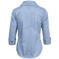 thumbnail image 3 of J. METHOD Women's Button Down Shirt 3/4 Sleeve Roll Up Stretch Collar Office Work Formal Casual Basic Blouse Top NEWT01 Blue 3X, 3 of 6