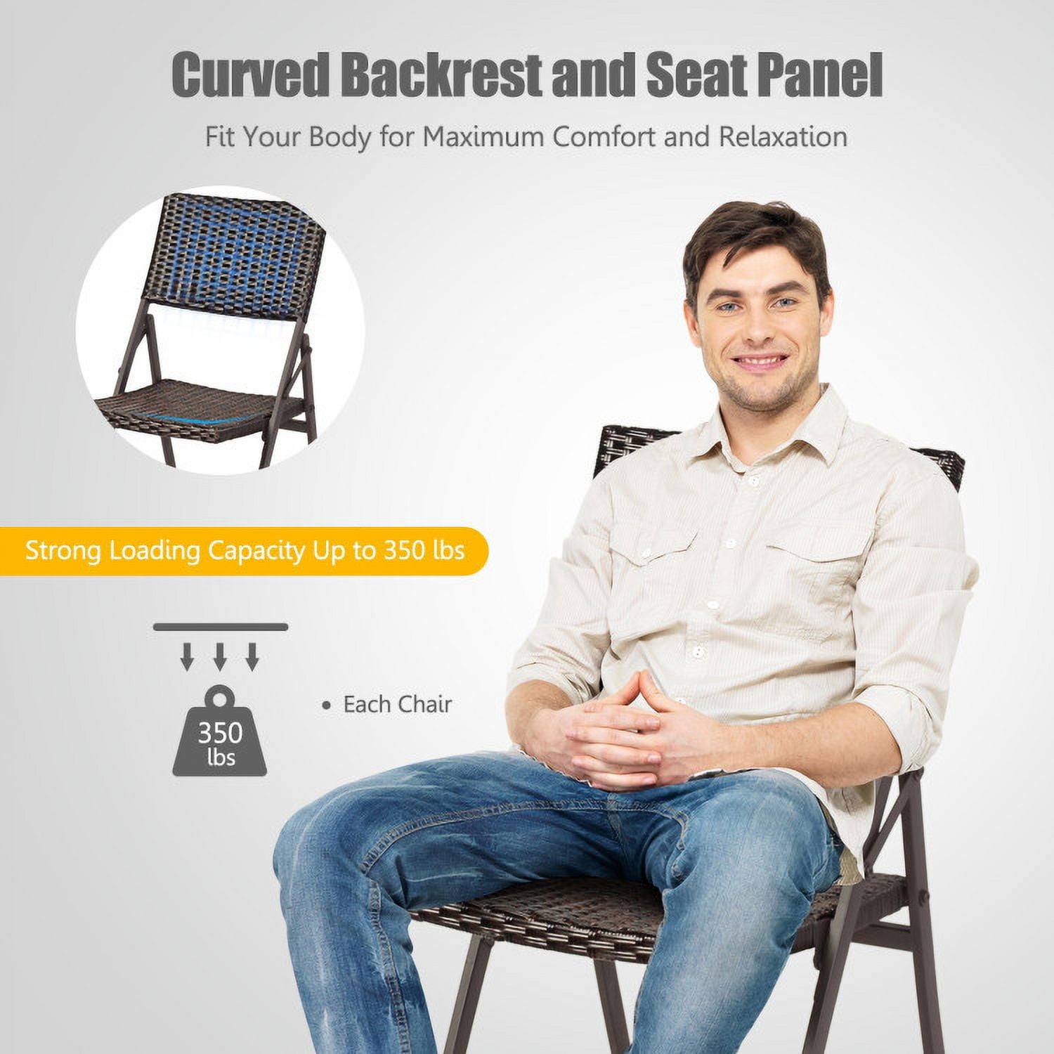Aimee Lii Set of 2 Folding Patio Rattan Portable Dining Chairs, Outdoor Patio Set Aimee Lii Set of 2 Folding Patio Rattan Portable Dining Chairs, Outdoor Patio Set