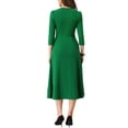 thumbnail image 3 of Vestido de trabajo para mujeres INSPIRE CHIC, corte A, mangas 3/4, vestido midi elegante, verde M, 3 of 6