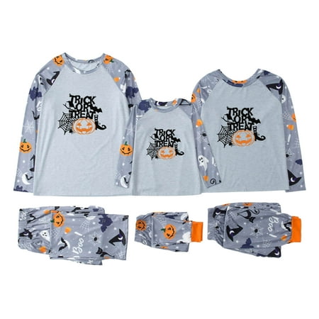

CenturyX Family Matching Halloween Pajamas Set Cartoon Bat Print Raglan Tops Pants Sleepwear Pjs Set Gray Dad-L