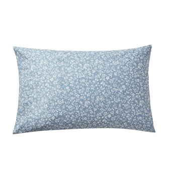 Mainstays 300 Thread Count Easy Care Percale Pillowcase Set of 2, Standard/Queen, Blue Floral