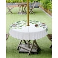 thumbnail image 4 of Fsddascl Eucalyptus Leaf Outdoor Tablecloth - 54 Inch Round Dining Table Cover, Spring Green Botanical Leaves Aesthetic Waterproof Outdoor Table Cloth with Umbrella Hole & Zipper for Picnic/Patio, 4 of 7